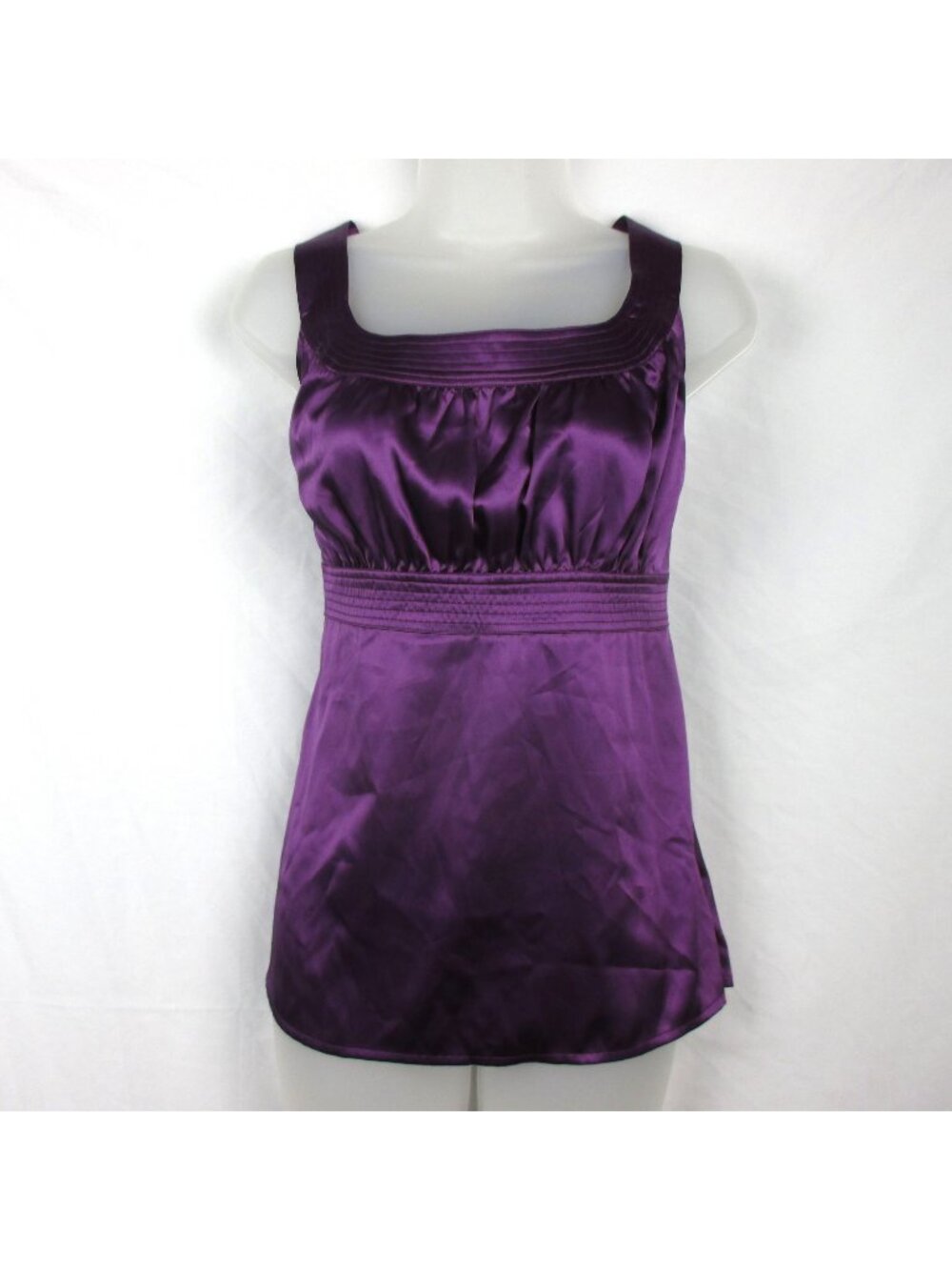 NWT Cache Purple Sleeveless Satin Blouse Square Neckline Size L, Romantic Y2K